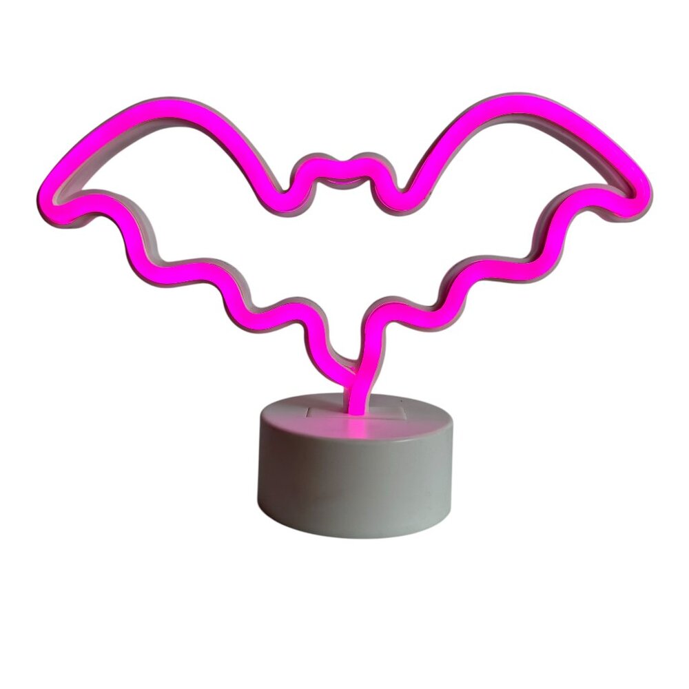 10" Purple Bat Shaped LED Neon Sign Light Halloween Vampire Decor Night Lamp Emo